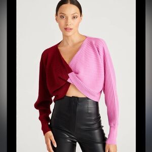 NWT AMUR Cruz Twist Sweater Cranberry Red XS